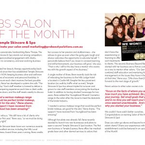 Temple Skincare voted salon of the month