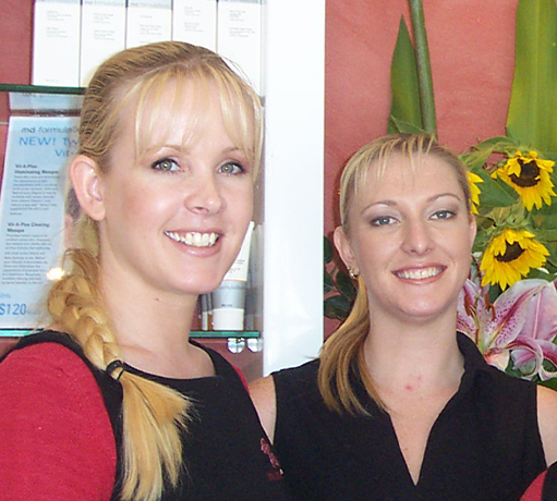 Rene and OG Temple Therapist Sarah when Temple started. It was just a two-woman team that has since grown into a multi-awarded spa with 14 staff and a 5-room salon at The Hills Lodge in castle Hill.